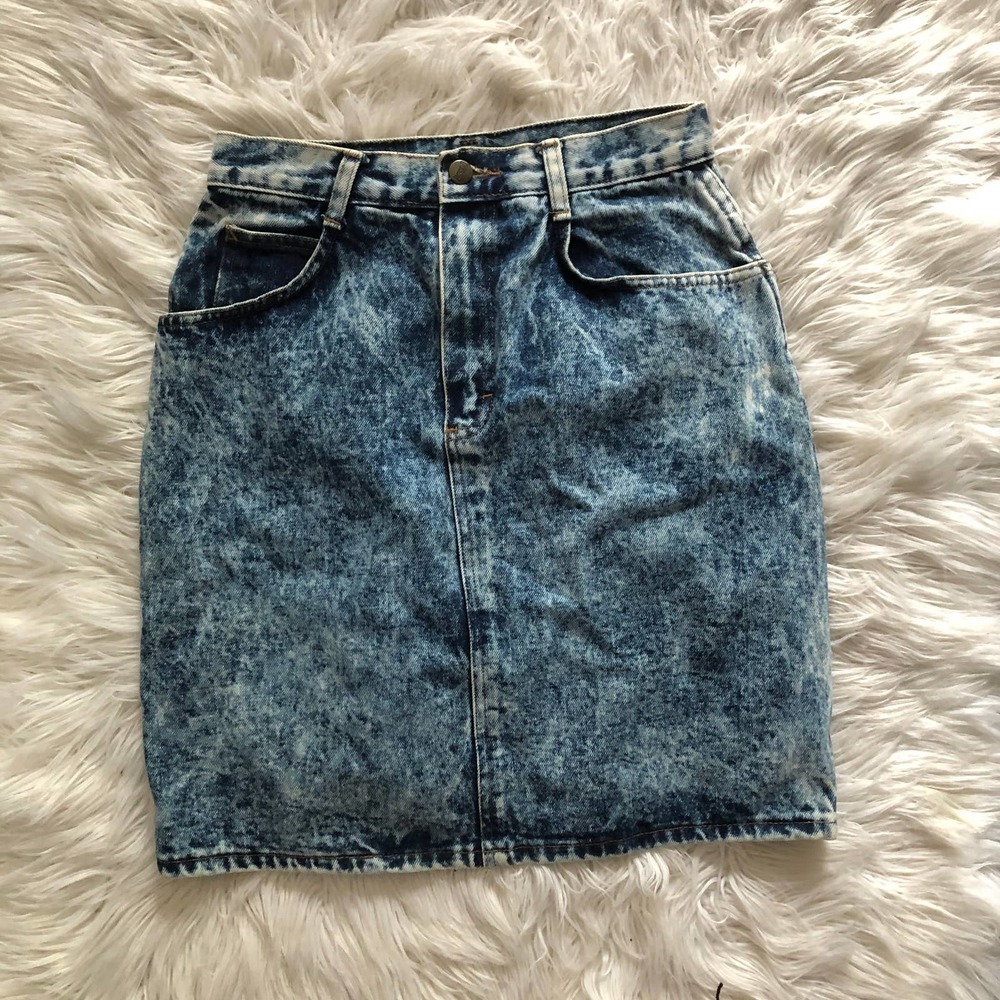 vintage first 90s acid wash denim skirt